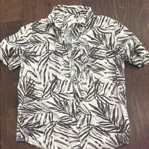 GAP Black and White Button Down Shirt with Tropical Pattern